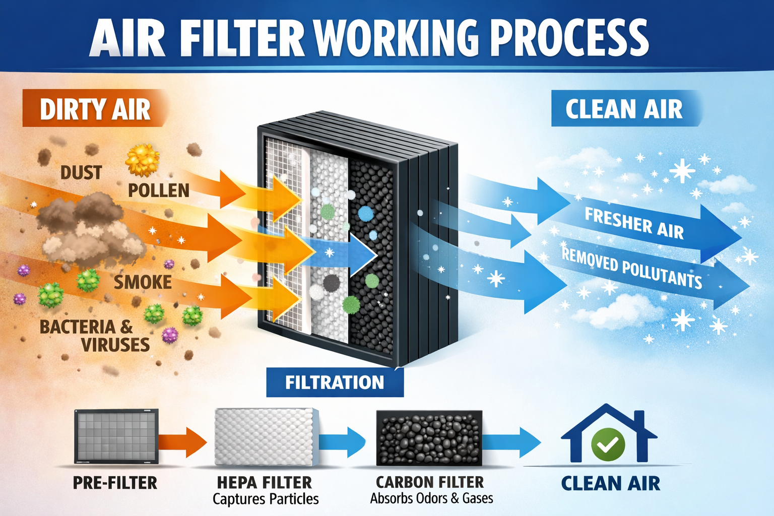 Air Filter Working Process - Industrial Air Filtration System